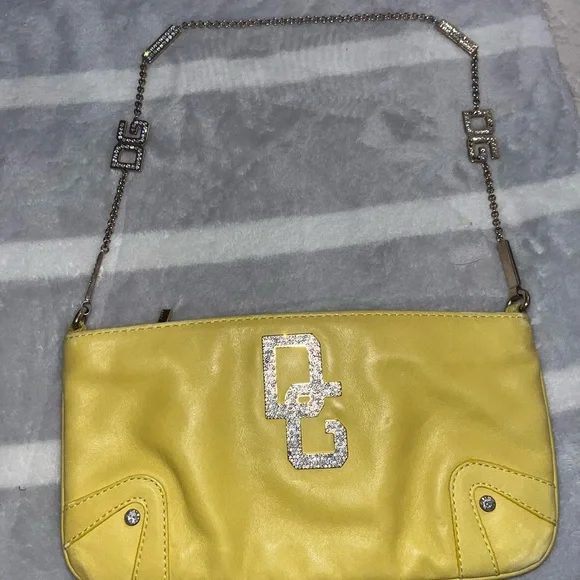 Authentic Dolce and Gabbana Yellow Rhinestone Purse